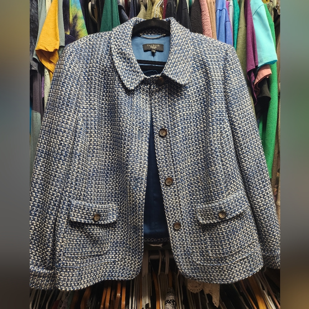 Talbots Classic Blue Tweed Jacket